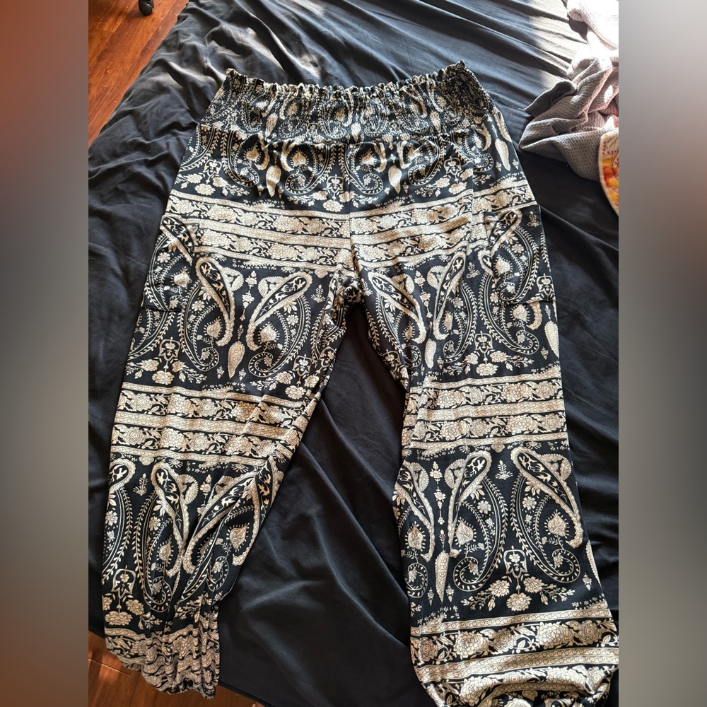 Black and Gold Patterned Pants
